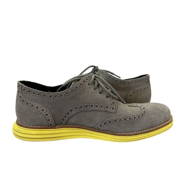 Cole Haan Wingtip Oxford Lunagrand Suede Shoes Men's Size 7 Gray Comfy C10026 - Picture 6 of 10